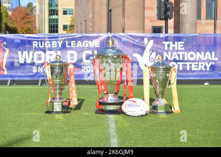 Newcastle's Quayside, Royaume-Uni, 14/10/2022 Rugby League World Cups 2021 en exposition, Fan Village sur Newcastle's Quayside, Royaume-Uni Banque D'Images