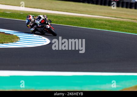 14th octobre 2022 ; circuit du Grand Prix de Phillip Island, Melbourne, Victoria, Australie : MotGP d'Australie, journée d'entraînement libre et de qualification : 45 pilote Tetsuta Nagashima HRC pendant l'entraînement libre 1 au MotoGP australien Banque D'Images