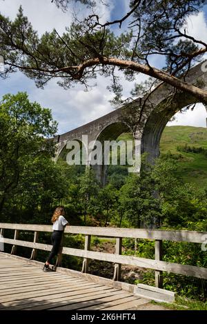 Le Glenfinnan Viaduct est un chemin de fer sur la West Highland Line situé au sommet du Loch Shield dans les West Scottish Highlands Banque D'Images