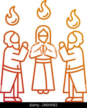 Apôtres avec des langues saintes de feu gradient linéaire vecteur icône Illustration de Vecteur