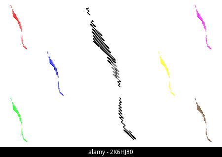 Îles Desertas (Archipel de Madère, Portugal, République portugaise) carte illustration vectorielle, scribble sketch Ilis Deserta Grande, Bugio et Chao is Illustration de Vecteur