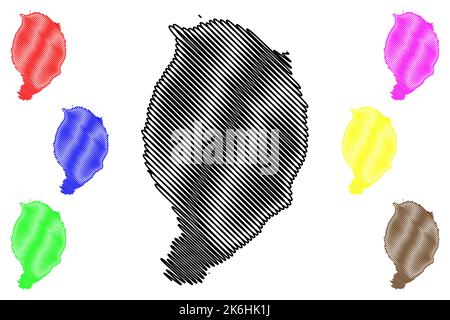 Île de Corvo (Archipel des Açores, Portugal, République portugaise) carte illustration vectorielle, schéma de gribouillage carte d'Ilha do Corvo Illustration de Vecteur