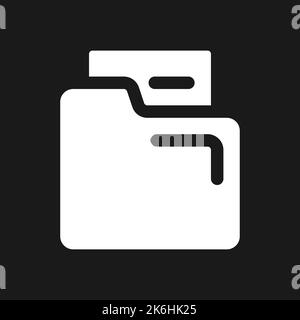 Document dans le dossier pixel Dark mode glyphe icône d'interface utilisateur Illustration de Vecteur