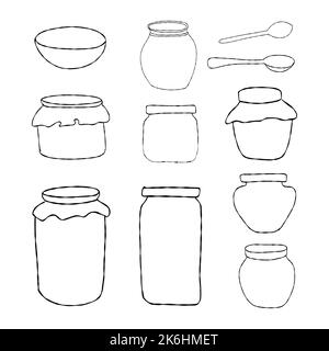 Faites le contour des jarres de bourrage sur un fond blanc Illustration de Vecteur