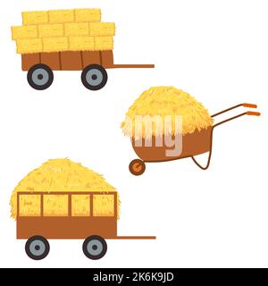 Agricole haycock dans le style de dessin animé plat, pile de foin rural roulé, haystack ferme séché. Illustration vectorielle de la paille fourragère. Illustration de Vecteur