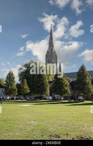 Salisbury Wiltshire, royaume-uni, 10, octobre 2022 vue de la cathédrale de Salisbury en Angleterre Banque D'Images