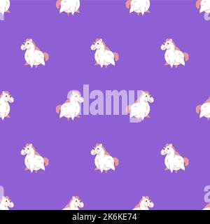FAT Unicorn Pixel art motif sans couture. 8 bit Fleshy mythique animal fond. Décoration en tissu de bébé pixélisé Illustration de Vecteur