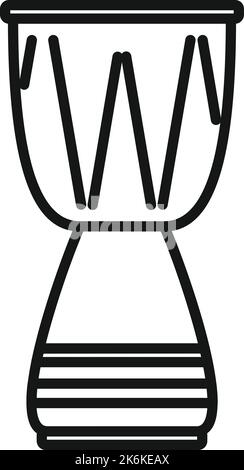 Vecteur de contour de l'icône de tambour emoji. Kit de musique. Roche acoustique Illustration de Vecteur