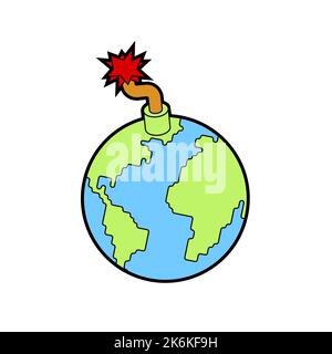 Bombe planétaire. Terre explosive. Illustration vectorielle Illustration de Vecteur