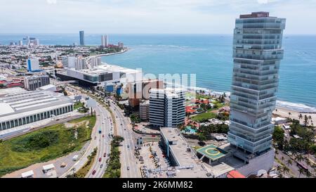 Vue aérienne du centre-ville de Boca del Rio, Veracruz, Mexique. Banque D'Images