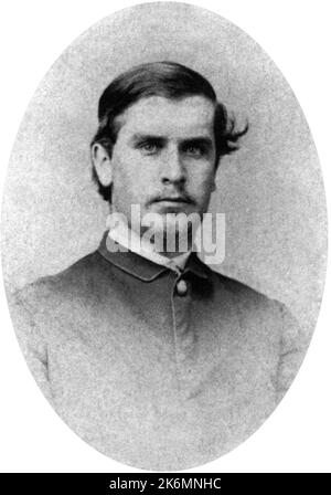 Un portrait de 1865 du président américain William McKinley, quand il avait 22 ans. McKinley était le président des États-Unis en 25th, et le troisième de quatre à être assassiné. Il a été abattu par Leon Czolgosz le 6th septembre 1901. Comme James Garfield, McKinley s'est brièvement remis des blessures pour mourir de sepsis un peu plus tard. Dans cette gravure, il est considéré comme un candidat présidentiel. Banque D'Images