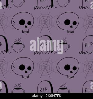 halloween illustrations simples dessinées à la main, fond blanc Banque D'Images