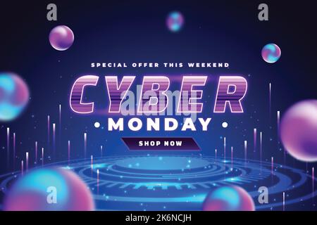 illustration de la conception vectorielle d'arrière-plan futuriste de gradient cyber monday Illustration de Vecteur