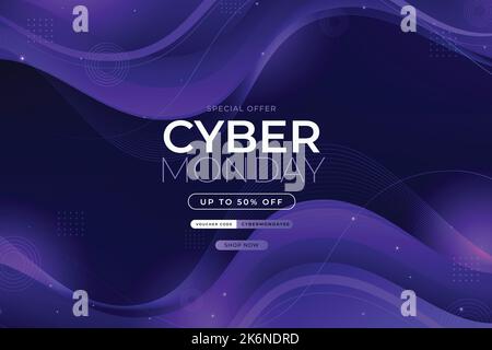 illustration de la conception du vecteur d'arrière-plan du cyber lundi ondulé de gradient Illustration de Vecteur