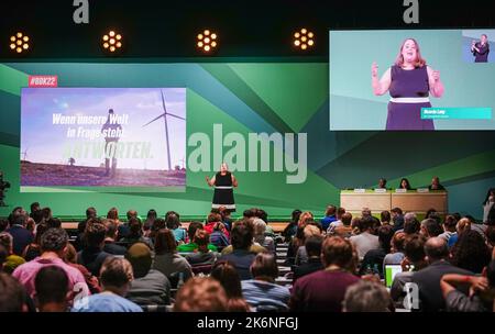 Bonn, Allemagne. 14th octobre 2022. Le chef du Parti vert, Ricarda Lang, parle à la conférence du parti national. Credit: Kay Nietfeld/dpa/Alay Live News Banque D'Images