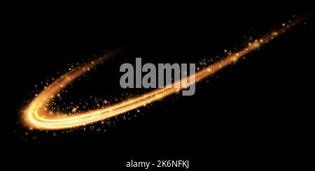 Lignes de vitesse blanches lumineuses. Effet lumineux. Lignes de mouvement abstraites. Onde de la piste lumineuse, ligne de trace de la voie d'incendie, feux de voiture, fibre optique et Illustration de Vecteur