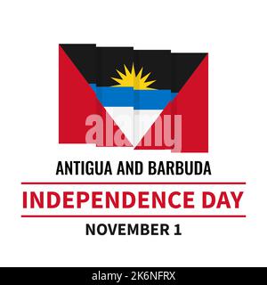 Affiche typographique de la Journée de l'indépendance d'Antigua-et-Barbuda. Fête nationale célébrée le 1er novembre. Modèle vectoriel pour bannière, carte de vœux, prospectus, e Illustration de Vecteur