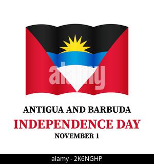 Affiche typographique de la Journée de l'indépendance d'Antigua-et-Barbuda. Fête nationale célébrée le 1er novembre. Modèle vectoriel pour bannière, carte de vœux, prospectus, e Illustration de Vecteur