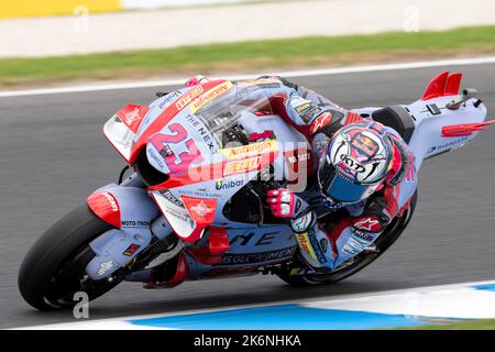 Phillip Island, Australie, 15 octobre 2022. ENEA Bastianini d'Italie sur le Gresini Racing Ducati pendant les qualifications MotoGP lors de la MotoGP australienne 2022 au circuit de Phillip Island sur 15 octobre 2022 à Phillip Island, en Australie. Crédit : Dave Helison/Speed Media/Alamy Live News Banque D'Images