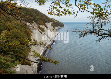 Vue depuis les falaises de calcaire blanc de Møns Klint, Danemark, 10 octobre 2022 Banque D'Images