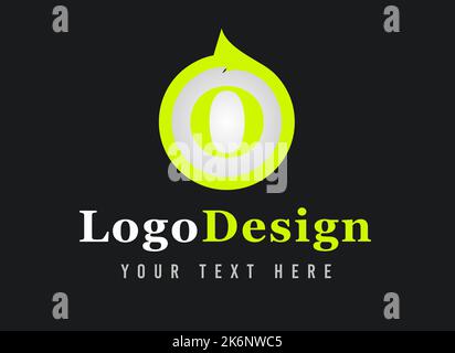 Logo Letter O. Votre texte ici . Modèle de logo sur fond noir. Banque D'Images