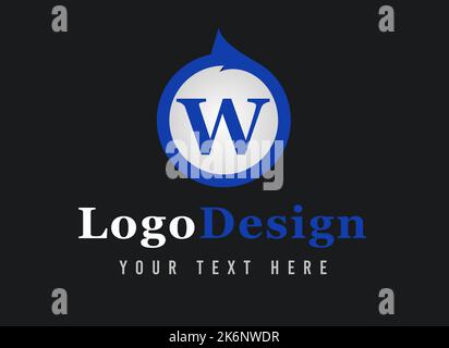 Logo lettre W. Votre texte ici . Modèle de logo sur fond noir. Banque D'Images