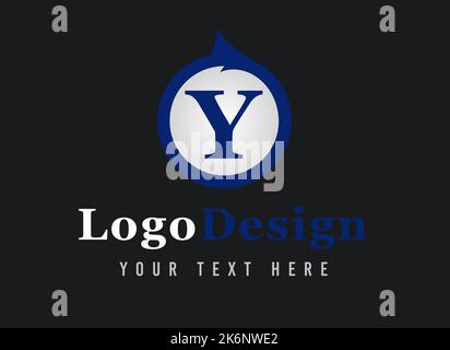 Logo lettre Y. Votre texte ici . Modèle de logo sur fond noir. Banque D'Images