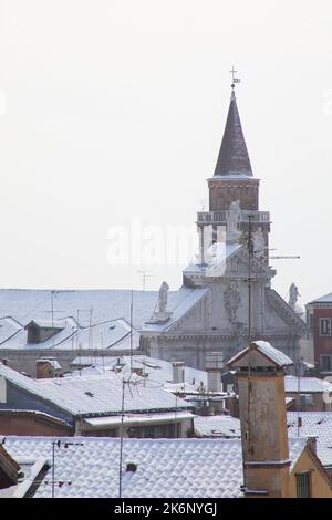 Venise avec neige en hiver Banque D'Images