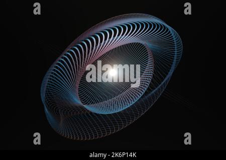 Magnifique abstrait géométrique coloré spirale. Onde dynamique en étoile. 3D illustration de rendu motif d'arrière-plan pour la conception. Banque D'Images