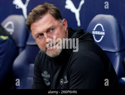 Photo du dossier en date du 08-10-2022 du directeur de Southampton, Ralph Hasenhuttl, qui estime que les gains marginaux peuvent faire une grande différence dans son objectif de retourner les fortunes de l'équipe. Date de publication : samedi 15 octobre 2022. Banque D'Images