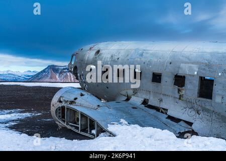 Epave d'avion de Solheimasandur Sajid d'costa, région sud, Islande, Europe. Banque D'Images