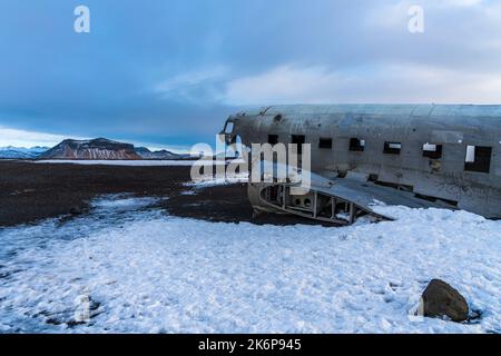 Epave d'avion de Solheimasandur Sajid d'costa, région sud, Islande, Europe. Banque D'Images