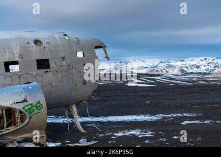 Epave d'avion de Solheimasandur Sajid d'costa, région sud, Islande, Europe. Banque D'Images