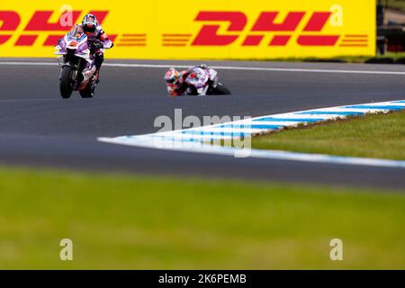 15th octobre 2022 ; circuit du Grand Prix de Phillip Island, Melbourne, Victoria, Australie : MotGP d'Australie, journée d'entraînement libre et de qualification : Johann Zarco, pilote de course PRAMAC, lors des qualifications au MotoGP australien crédit : action plus Sports Images/Alay Live News Banque D'Images