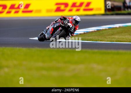 15th octobre 2022 ; circuit du Grand Prix de Phillip Island, Melbourne, Victoria, Australie : MotGP d'Australie, journée d'entraînement libre et de qualification : Aprilia Racing Rider Aleix Espargaro lors des qualifications au MotoGP australien crédit : action plus Sports Images/Alay Live News Banque D'Images