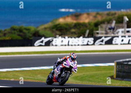 15th octobre 2022 ; circuit du Grand Prix de Phillip Island, Melbourne, Victoria, Australie : MotGP d'Australie, journée d'entraînement libre et de qualification : pilote de course PRAMAC Jorge Martin lors des qualifications au MotoGP australien crédit : action plus Sports Images/Alay Live News Banque D'Images