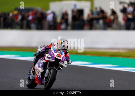 15th octobre 2022 ; circuit du Grand Prix de Phillip Island, Melbourne, Victoria, Australie : MotGP d'Australie, journée d'entraînement libre et de qualification : Johann Zarco, pilote de course PRAMAC, lors des qualifications au MotoGP australien crédit : action plus Sports Images/Alay Live News Banque D'Images