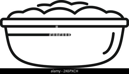 Vecteur de contour d'icône de pomme de terre. Écrasez les aliments. Beurre à vaisselle Illustration de Vecteur