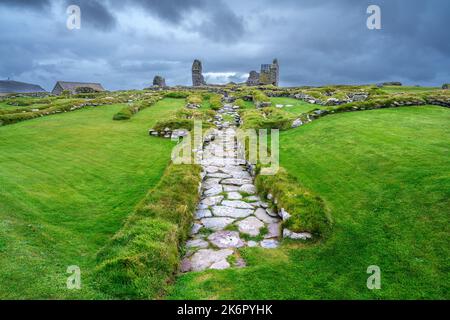 Le site archéologique préhistorique de Jarlshof, Sumburgh, Mainland, Shetland, Écosse,ROYAUME-UNI Banque D'Images