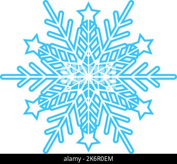 Flocon de neige simple fait de lignes bleues. Décoration festive pour le nouvel an et Noël, symbole de l'hiver, élément pour le design. Illustration vectorielle Illustration de Vecteur