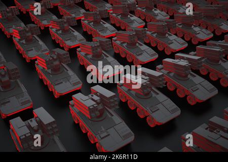 lance-roquettes grand groupe noir. 3d rendu Banque D'Images