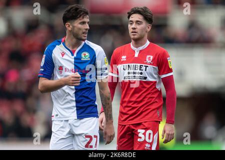 Middlesbrough, Royaume-Uni. 15th octobre 2022. Hayden Hackney #30 de Middlesbrough pendant le match de championnat Sky Bet Middlesbrough vs Blackburn Rovers au stade Riverside, Middlesbrough, Royaume-Uni, 15th octobre 2022 (photo de James Heaton/News Images) à Middlesbrough, Royaume-Uni, le 10/15/2022. (Photo de James Heaton/News Images/Sipa USA) crédit: SIPA USA/Alay Live News Banque D'Images