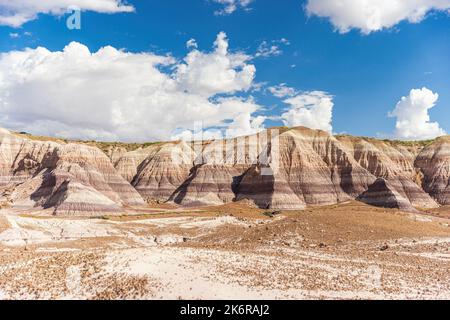 PARC NATIONAL DE LA FORÊT PÉTRIFIÉE, ARIZONA - 1 SEPTEMBRE 2022 : le sentier Blue Mesa Trail dans le parc national de la forêt pétrifiée, Arizona Banque D'Images