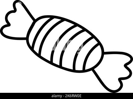 Bonbons à motif de caniche dessinés à la main. Élément de dessin animé, illustration d'esquisse vectorielle, dessin au contour noir pour la conception Web, icône, impression, page à colorier Illustration de Vecteur