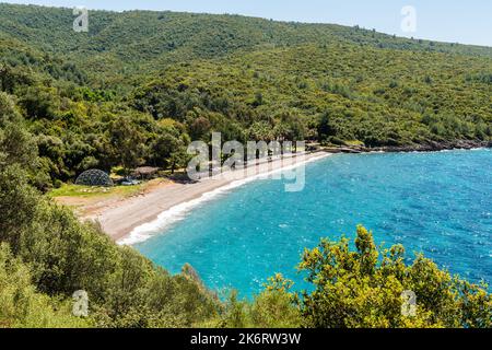 Plage de Boncuk près de la station balnéaire de Marmaris dans la province de Mugla en Turquie. Banque D'Images