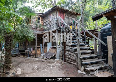 Olympos, Antalya, Turquie – 16 août 2021. Cabanes en bois de Kadir's Tree Houses auberge dans la région d'Olympos dans la province d'Antalya en Turquie. Banque D'Images