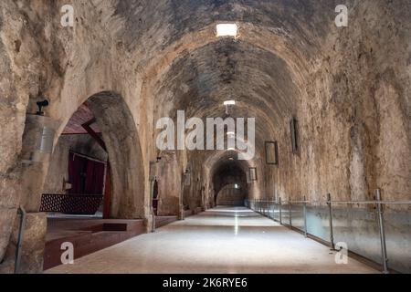 Alanya, Turquie – 20 août 2021. Vue intérieure sur l'historique Alara han, une auberge de 13th-siècle Caravanserai près d'Alanya, Turquie. Le bâtiment date de l'hôtel Banque D'Images