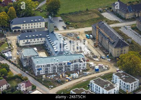 Vue aérienne, Kazerne Adam Soest, chantier et reconception, quartier belge, Soest, Soester Börde, Rhénanie-du-Nord-Westphalie, Allemagne, Construction Banque D'Images