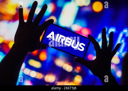 Brésil. 15th octobre 2022. Dans cette illustration, le logo Airbus se s'affiche sur l'écran d'un smartphone. (Credit image: © Rafael Henrique/SOPA Images via ZUMA Press Wire) Banque D'Images