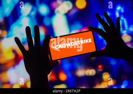 Brésil. 15th octobre 2022. Dans cette illustration, le logo CrowdStrike Holdings s'affiche sur l'écran d'un smartphone. (Credit image: © Rafael Henrique/SOPA Images via ZUMA Press Wire) Banque D'Images